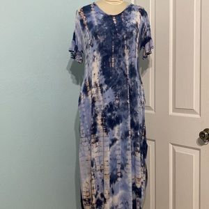 Tie-Dye Maxi dress Lounge casual ruffled sleeves size L